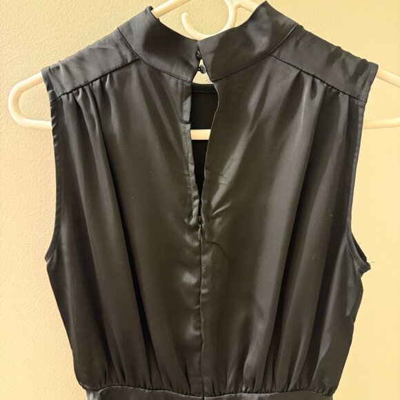 Lulus Classic Elegance Black Satin Sleeveless Mock Neck Maxi Dress - Picture 4 of 7